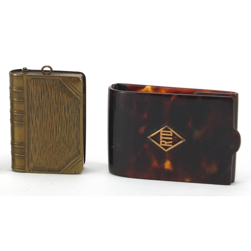 49 - Smoking objects including silver plated Dunhill pocket lighter tortoiseshell and violin vesta cases ... 