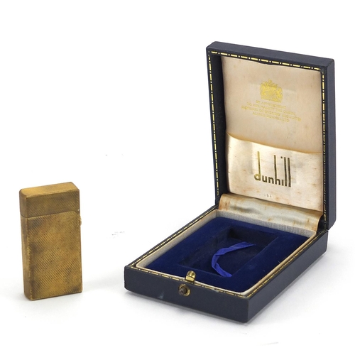 53 - Dunhill gold plated pocket lighter with fitted case, 6cm high