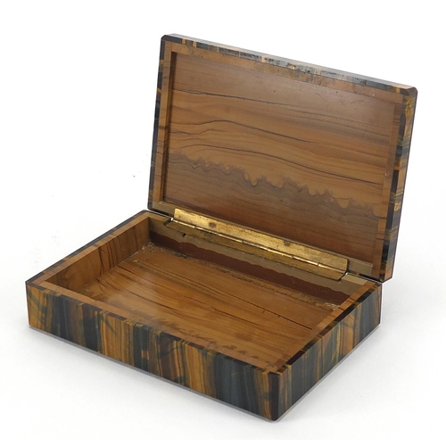 5 - Rectangular tigers eye box with hinged lid, 4cm H x 15.5cm W x 10.5cm D
