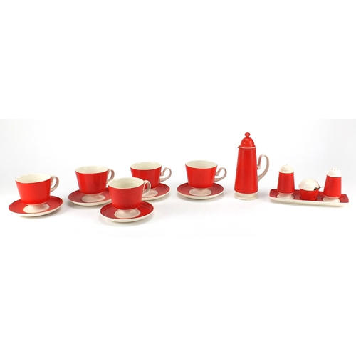 655 - Carlton Ware teaware including three piece cruet set on stand and coffee cups and saucers, the large... 