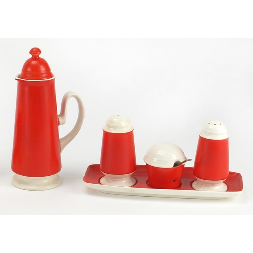 655 - Carlton Ware teaware including three piece cruet set on stand and coffee cups and saucers, the large... 