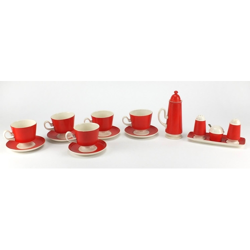 655 - Carlton Ware teaware including three piece cruet set on stand and coffee cups and saucers, the large... 