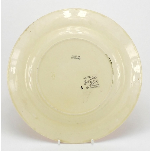 647 - Clarice Cliff Windbells plate hand painted with a stylised tree, Fantasque factory marks to the reve... 