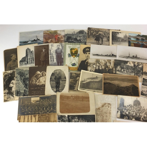 172 - Mostly Military photographs and postcards including Bunker Marie 1939-40, soldiers in trenches, sold... 