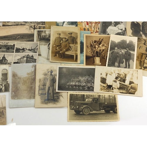 172 - Mostly Military photographs and postcards including Bunker Marie 1939-40, soldiers in trenches, sold... 
