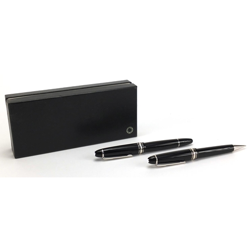 64 - As new Montblanc Meisterstuck Pix fountain pen and propelling pencil with leather case, service guid... 