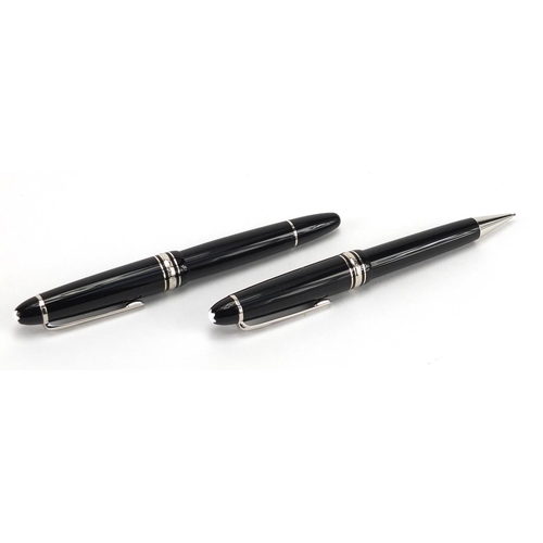 64 - As new Montblanc Meisterstuck Pix fountain pen and propelling pencil with leather case, service guid... 