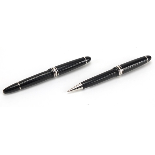 64 - As new Montblanc Meisterstuck Pix fountain pen and propelling pencil with leather case, service guid... 