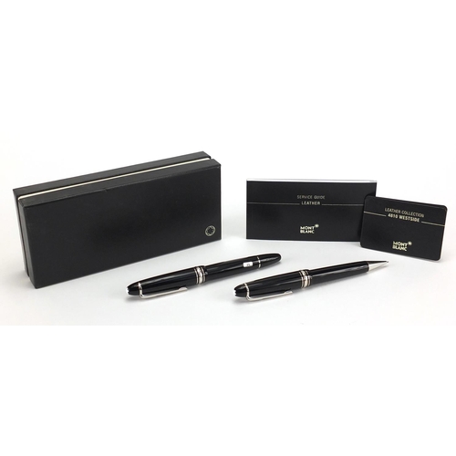 64 - As new Montblanc Meisterstuck Pix fountain pen and propelling pencil with leather case, service guid... 