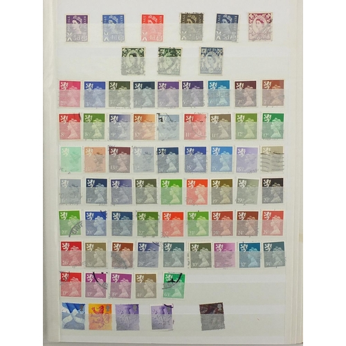 187 - Victorian and later British stamps arranged in a stock book, including penny red and two penny blues