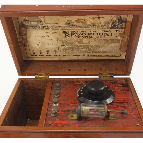 123 - Vintage mahogany cased Revophone manufactured by Britannia Works Staffordshire, 26cm wide