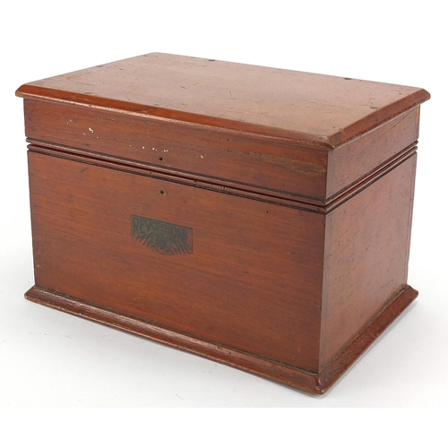 123 - Vintage mahogany cased Revophone manufactured by Britannia Works Staffordshire, 26cm wide