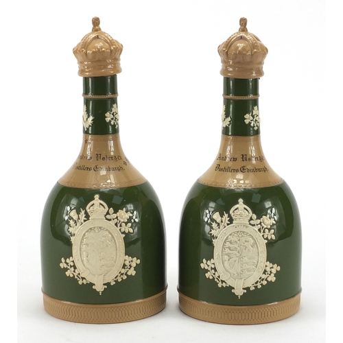 617 - Pair of Copeland Spode 1911 Coronation whiskey decanters commemorating King George V & Queen Mary, f... 