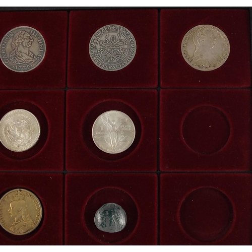 224 - Antique and later British and World coinage arranged in collectors drawers, including hammered silve... 