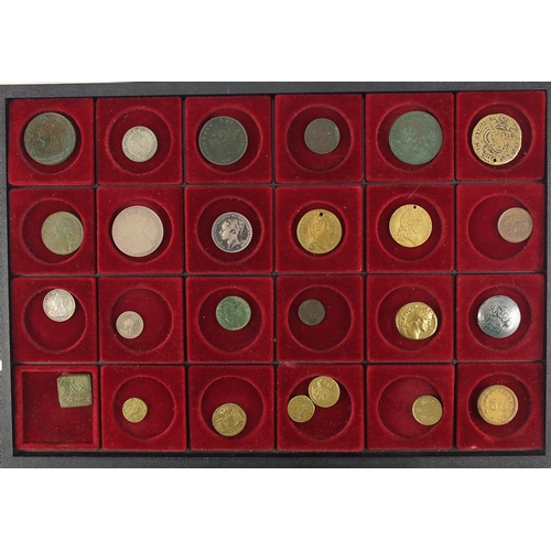 224 - Antique and later British and World coinage arranged in collectors drawers, including hammered silve... 