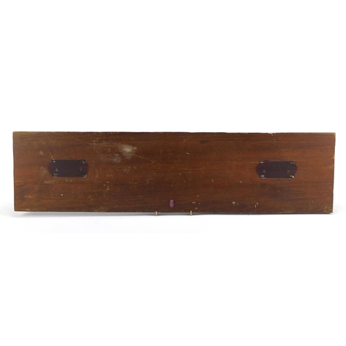 154 - Vintage Smoke Ringers Black Bell enamel advertising sign on wooden back, 68.5cm x 15cm