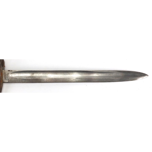 339 - 19th century Italian Vetterli bayonet by Brescia with scabbard and leather frog, various impressed m... 