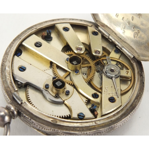 978 - Three ladies silver cased pocket watches with ornate enamel dials and one other silver cased watch w... 