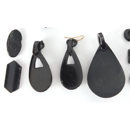 903 - Group of Victorian jet jewellery including a pendant and earrings, approximate weight 105.0g