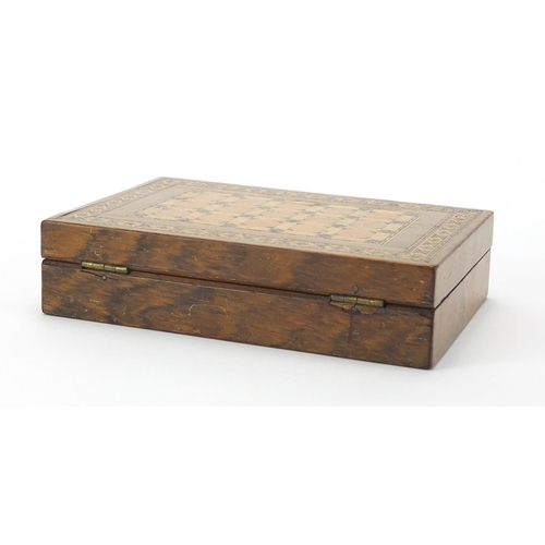 28 - Rectangular Tunbridge Ware box with hinged lid, together with a page turner both with micro mosaic i... 