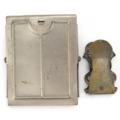 47 - Writing objects including two desk letter clips and three desk seals, one with turned handle, the la... 