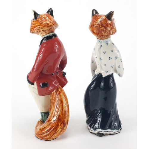 2259 - Two Rye pottery Wind in the Willows animals, Mr and Mrs Fox, the largest 22.5cm high