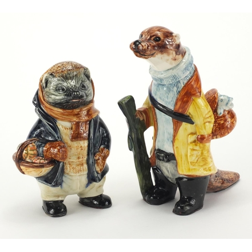 2261 - Two Rye pottery Wind in the Willows animals, Otter and Hedgehog, the largest 21cm high