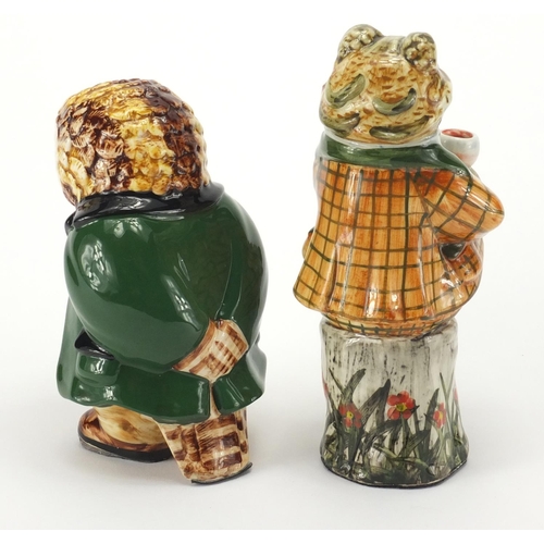 2262 - Two Rye pottery Wind in the Willows animals, Toad and Owl, the largest 16cm high