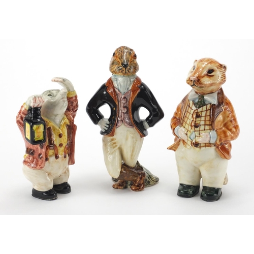 2263 - Three Rye pottery Wind in the Willows animals, Mouse, Mole and Hare, the largest 18cm high