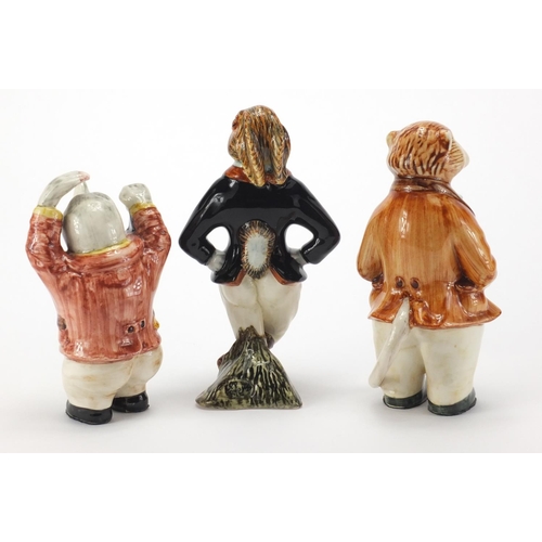 2263 - Three Rye pottery Wind in the Willows animals, Mouse, Mole and Hare, the largest 18cm high