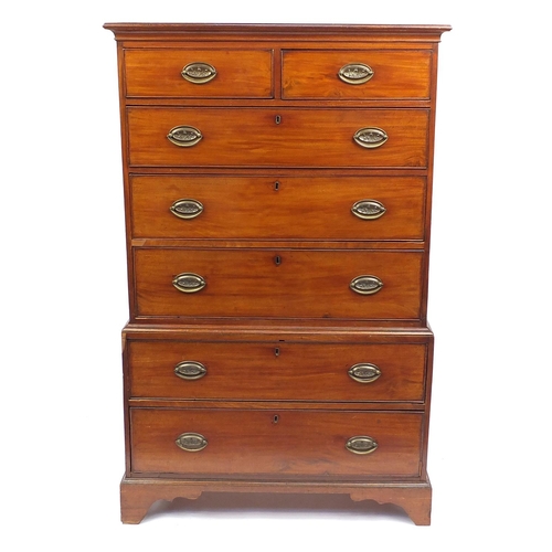2001 - 19th Century mahogany tall boy fitted with two short above five graduated long drawers, with bracket... 