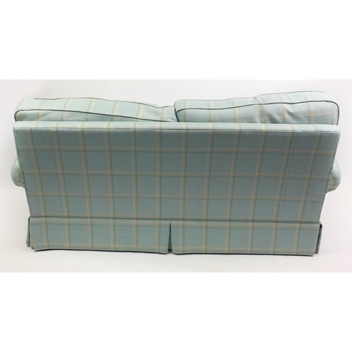 2003 - Laura Ashley two seater settee with light blue check upholstery, together with a double duvet cover ... 