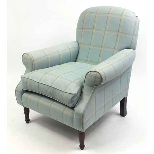 2008 - Laura Ashley fire side chair with light blue check upholstery