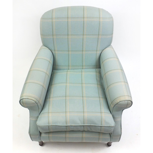 2008 - Laura Ashley fire side chair with light blue check upholstery