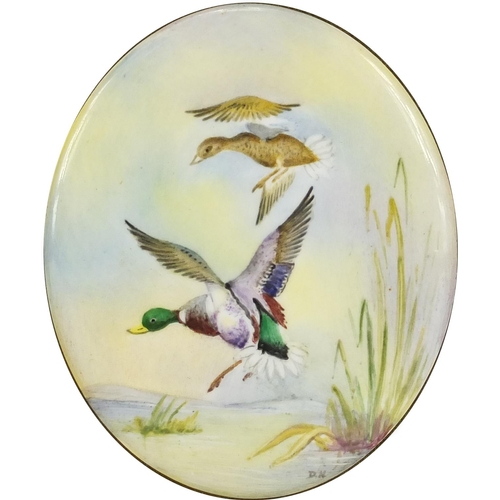 2068 - Two Russell Francis Worcester porcelain plaques, each hand painted with birds, both from the game bi... 