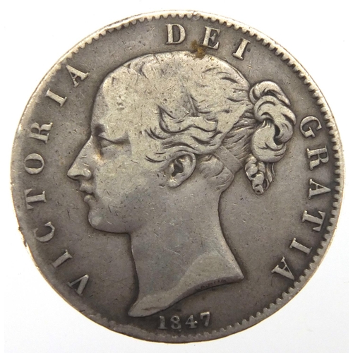 241 - Victoria young head silver 1847 crown, approximate weight 28.0g