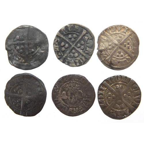 215 - Six hammered silver long cross pennies, approximate weight 7.4g