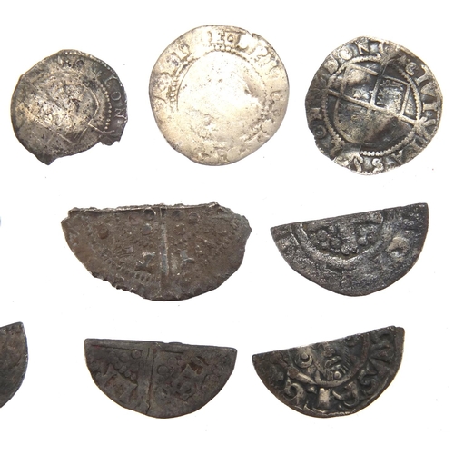 216 - Three hammered silver pennies, together with clippings and other coins, approximate weight 9.6g