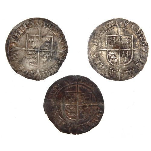 202 - Three Elizabethan hammered silver coins, approximate weight 5.6g