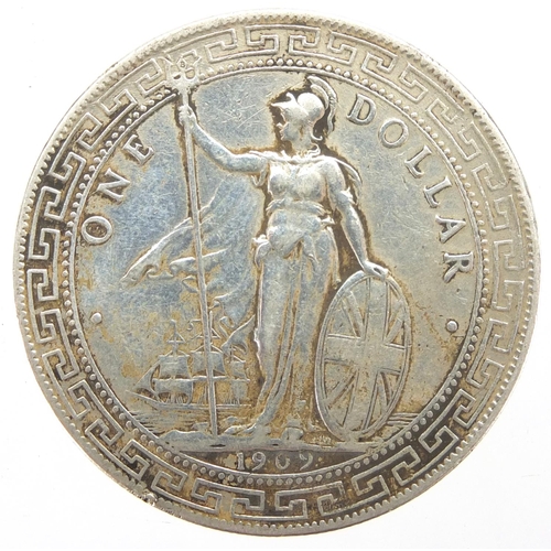 253 - Chinese 1909 silver trade dollar, approximate weight 26.8g