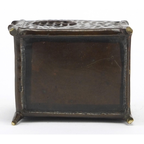 476 - Japanese bronze box and cover in the form of a hut, 9.5cm high