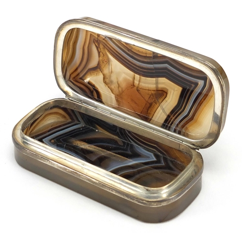 3 - Rectangular agate and silver mounted snuff box, together with a blue and white polished stone vase, ... 