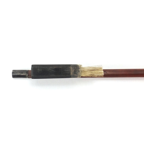 280 - Old wooden violin bow impressed Jas Tubbs, 74cm in length, approximate weight 49.8g