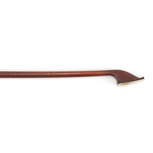 280 - Old wooden violin bow impressed Jas Tubbs, 74cm in length, approximate weight 49.8g