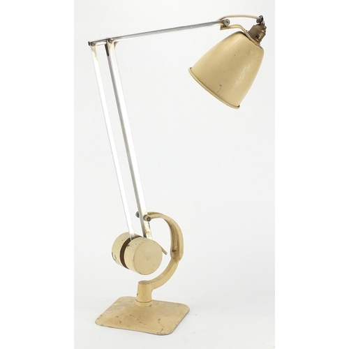 690 - Vintage industrial chrome and white painted anglepoise lamp, 55cm high