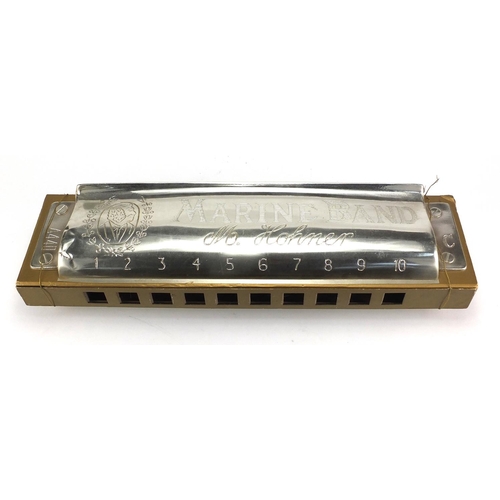 2119 - Advertising interest shop display Hohner Marine Band Harmonica, 61cm wide