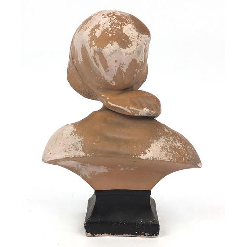 2096 - Hand plaster painted bust of an Art Deco female, 53cm high