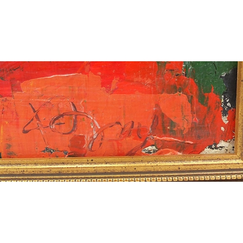 1027 - Abstract composition, oil onto canvas, bearing an indistinct signature and inscription Autumn Gerrit... 