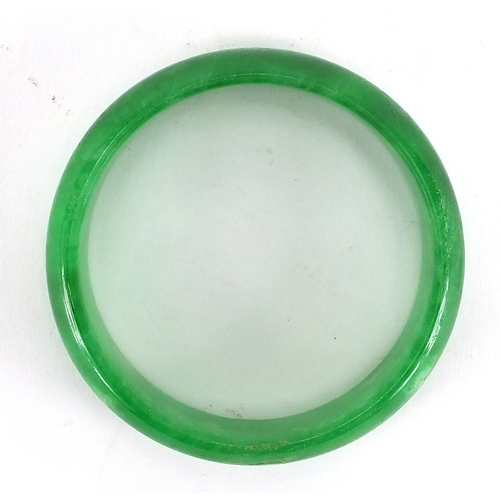 493 - Chinese green jade bangle, 8cm in diameter