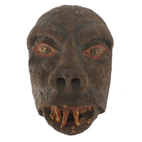 147 - Ronnie Kray late 1960's early 1970's grotesque papier mâché wall mask, made during art sessions in t... 